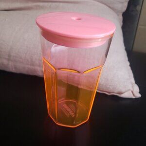 DavidsTea Pink and Orange Tumbler Glass
